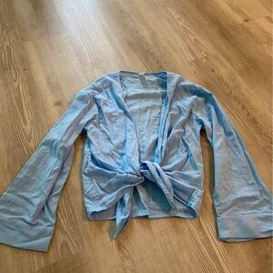 NWOT blue tie-front beach shirt Mamma Mia-style